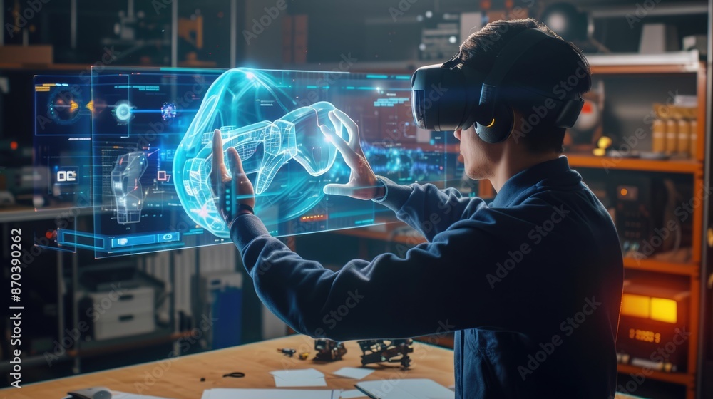 Poster professional digital engineer using artificial intelligent and digital holographic to design product