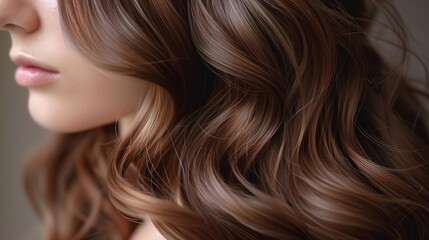 Soft waves of chestnut brown hair with natural highlights