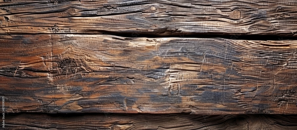 Poster Rustic horizontal wooden board texture with a dark aged appearance, ideal as a design template with ample copy space image.