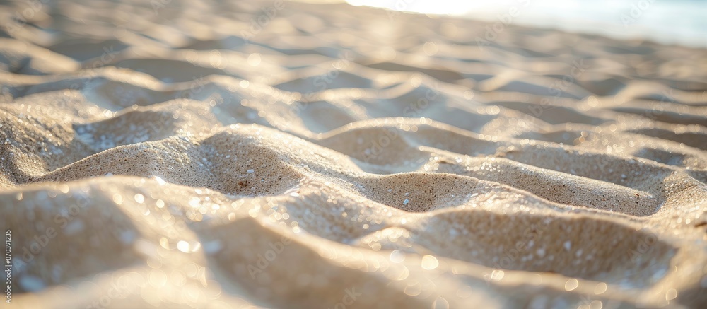 Aufkleber Detailed closeup shot capturing the texture of sand on the beach with room for text or other elements in the image. copy space available