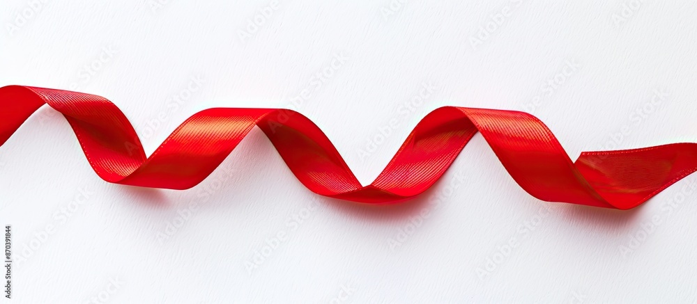 Poster A bright red ribbon set against a clear white backdrop with copy space image available for custom designs.