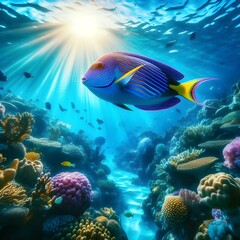 Fototapeta premium vibrant marine life under a sunny sky. 