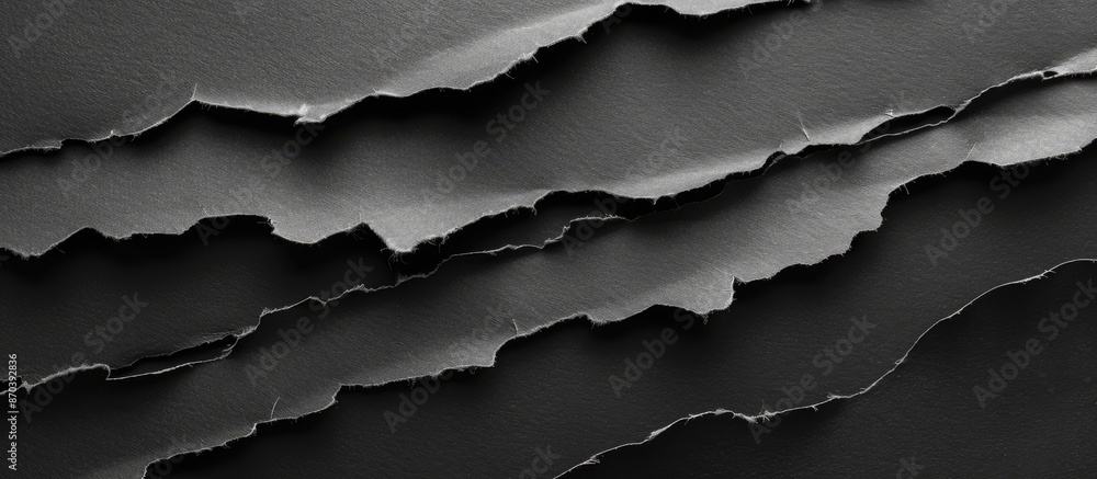 Poster textured torn black paper strips with copy space image.