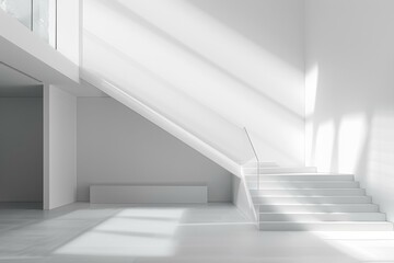 Fototapeta premium Stairs leading to a bright, white room. AI.
