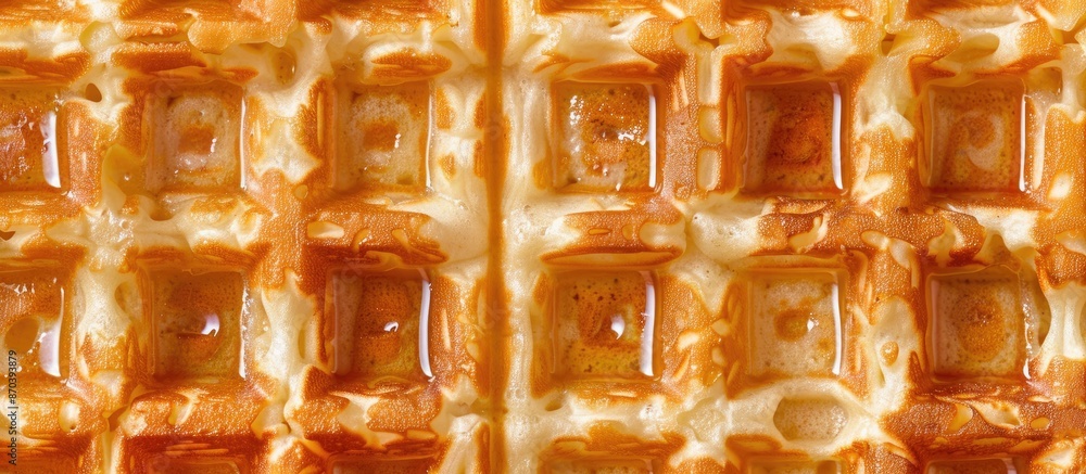 Fototapete A waffle is created by cooking leavened batter or dough in a patterned press to form its distinctive shape and texture, ideal for a copy space image.