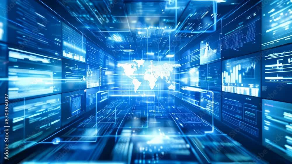 Poster global connections and data transfer concept background