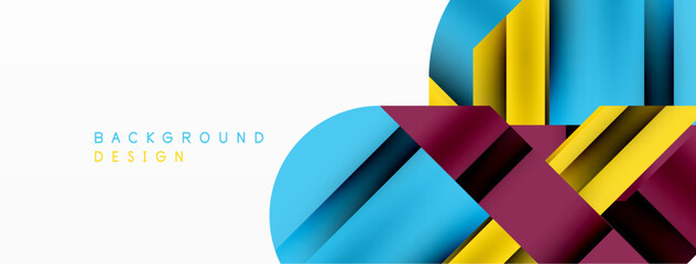 Geometric diagonal line and circle shape, wide abstract background