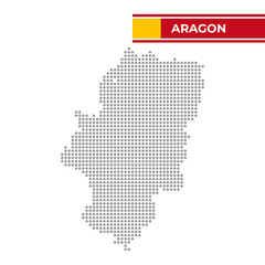 Dotted map of Aragon in Spain