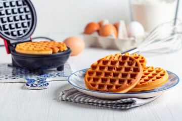 Preparation of Belgian waffles.