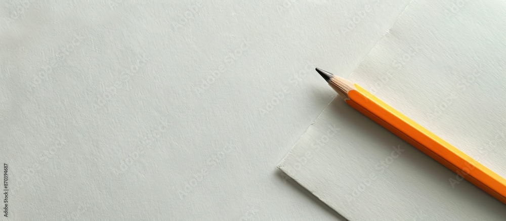 Poster a pencil rests on a desk next to blank paper featuring an empty, creative mind, with copy space imag