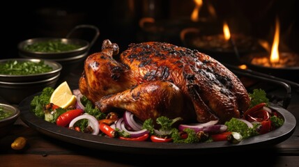 a pan of food that has chicken and vegetables on it.