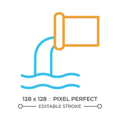 Sewage system two color line icon. Wastewater disposal. Grey and black water treatment. Public utility service bicolor outline symbol. Duotone linear pictogram. Isolated illustration. Editable stroke