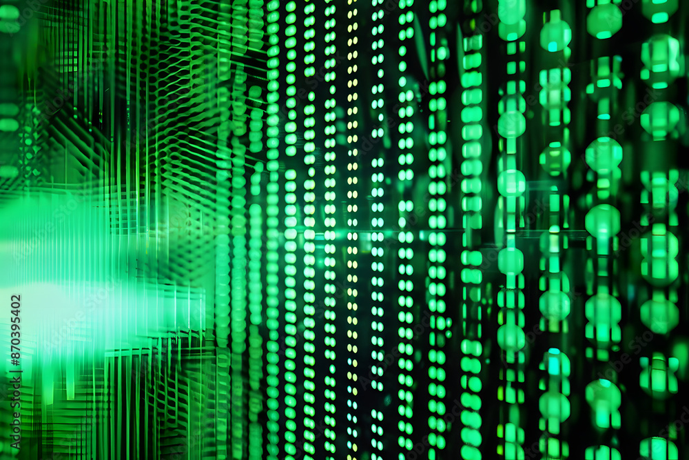 Poster abstract tech background. retro green monochrome phosphor monitor display with pixel sorting glitch 