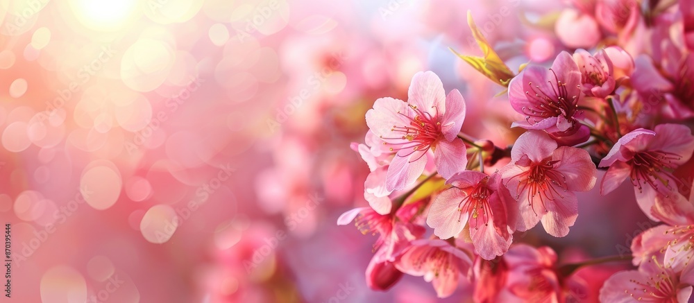 Aufkleber japanese cherry blossoms create a stunning backdrop in spring photographs with abundant copy space i