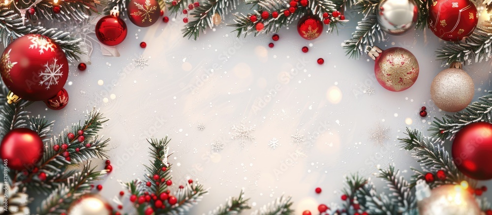 Poster festive christmas decor with a blank area for text in the image. copy space available