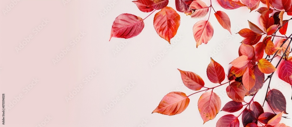 Poster vibrant fall foliage on a pale backdrop with copy space image.