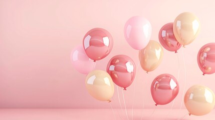 a group of pink and white balloons