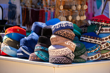 Skullcap, the national headdress of the eastern peoples of Kazakhstan, Uzbekistan, Kyrgyzstan,...