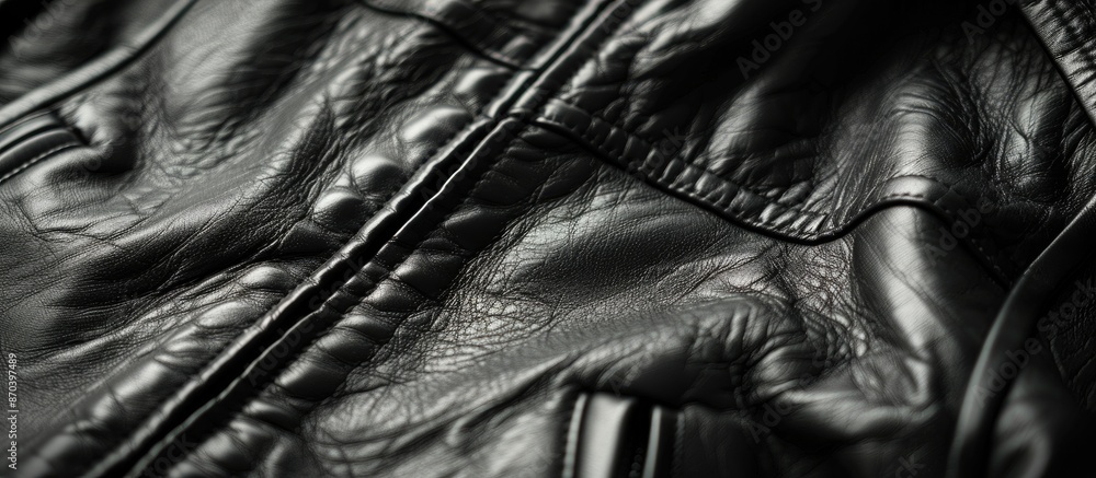 Aufkleber closeup of black leather texture as a jacket's fabric background with copy space image.