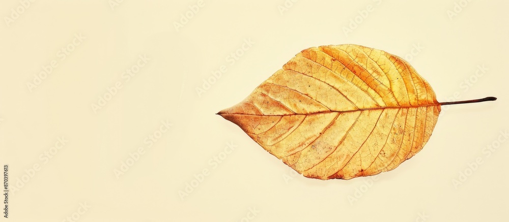 Sticker A dry leaf with a yellow-brown color, suitable for your copy space image.