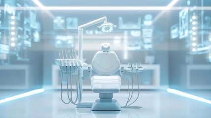 AI-driven dental diagnostics, modern clinic, advanced technology, innovative care, futuristic design
