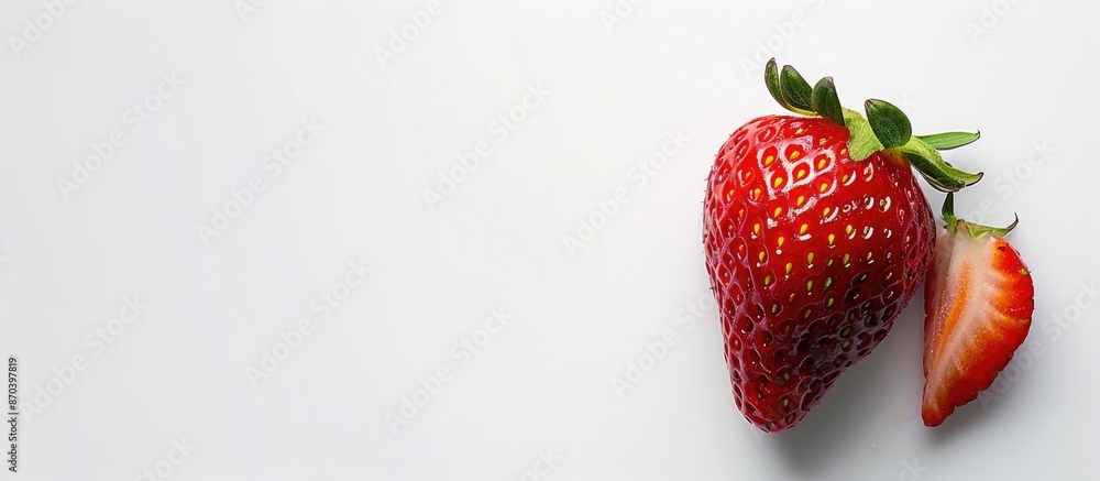 Aufkleber fresh strawberry with a clean and appetizing look set against a white background providing copy spac