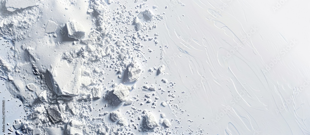 Poster A white snowy surface viewed from the top with copy space image available.