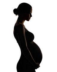 pregnancy woman black silhouette isolated on white background