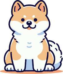 Fototapeta premium Set of cute fat dogs kawaii style. Collection of lovely little shiba inu puppy in different poses. Can be used for t-shirt print, stickers, greeting card design.
