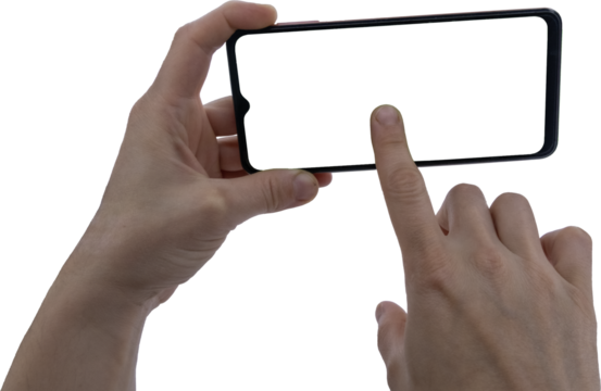 Hand Holding Modern Smartphone - Isolated on Transparent Background