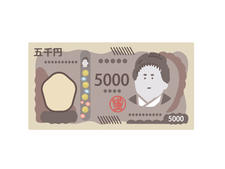 新紙幣　新五千円札　お札　イラスト