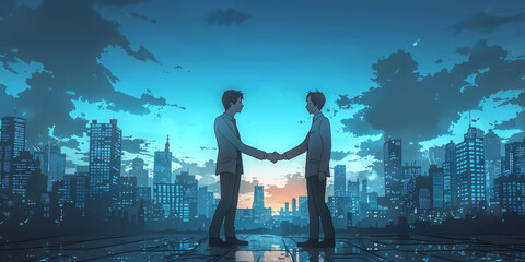 Fototapeta premium Businessmen making handshake with partner, greeting, dealing, merger and acquisition, business cooperation concept, for business, finance and investment background, teamwork and successful business