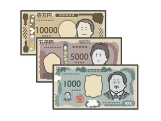 新紙幣　お札　イラスト