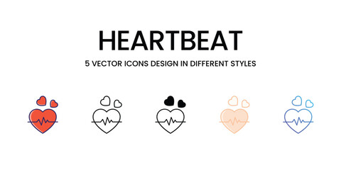 HEARTBEAT icons set vector illustration. vector stock