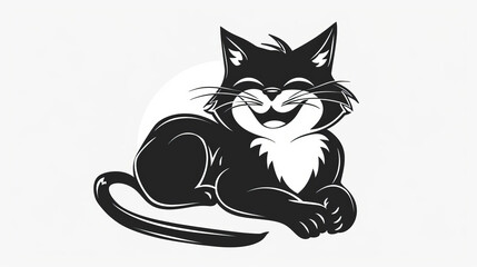 Black cat on white background