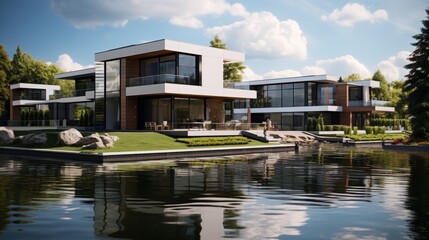 Obraz premium Contemporary sustainable residence a blend of luxury and eco friendly design for modern living