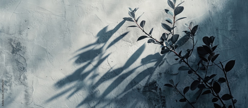 Canvas Prints a plant's shadow against a grey backdrop provides ample copy space image.