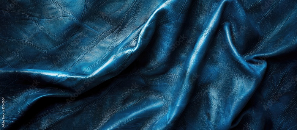 Poster blue abstract background with leather texture or substitute, displayed with copy space image.