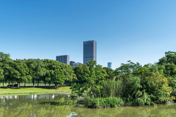 Lakeside modern office building in China