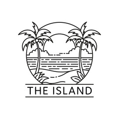 Tropical island line art logo