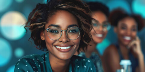 Casual meeting of smiling diverse business team analyzing financial data