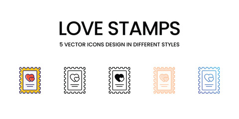 LOVE STAMPS  icons set vector illustration. vector stock