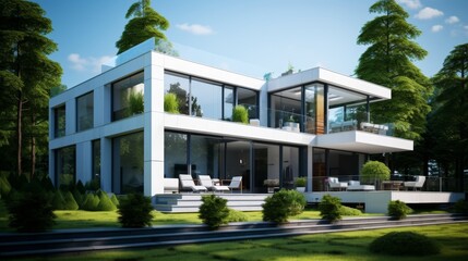 Fototapeta premium Contemporary eco friendly residence a luxurious modern approach to sustainable living