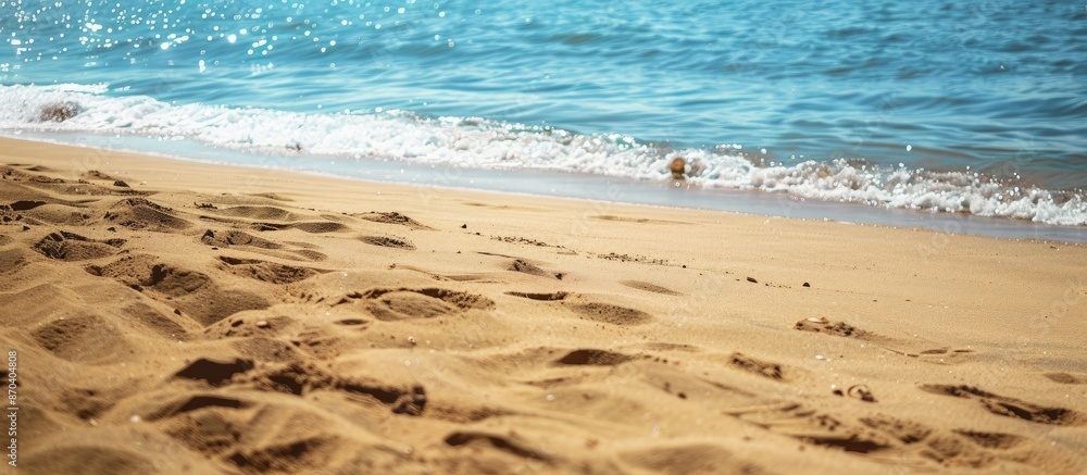 Poster background of a stunning sandy beach with ample copy space image for text additions.