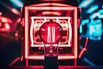 Unlit Call Light Facing Blurred Slot Machine with Fruit Symbols