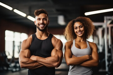 Athletes smiling in a gym...
