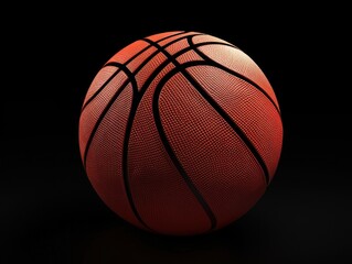 Basketball Black Background. Final March Game in Stadium Court with Hoop