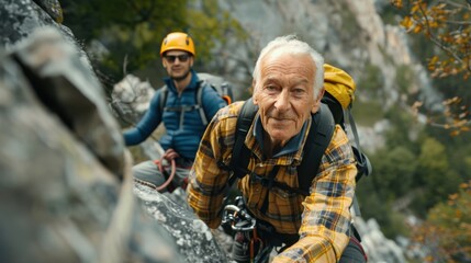 Senior Climber on a Rocky Mountainside