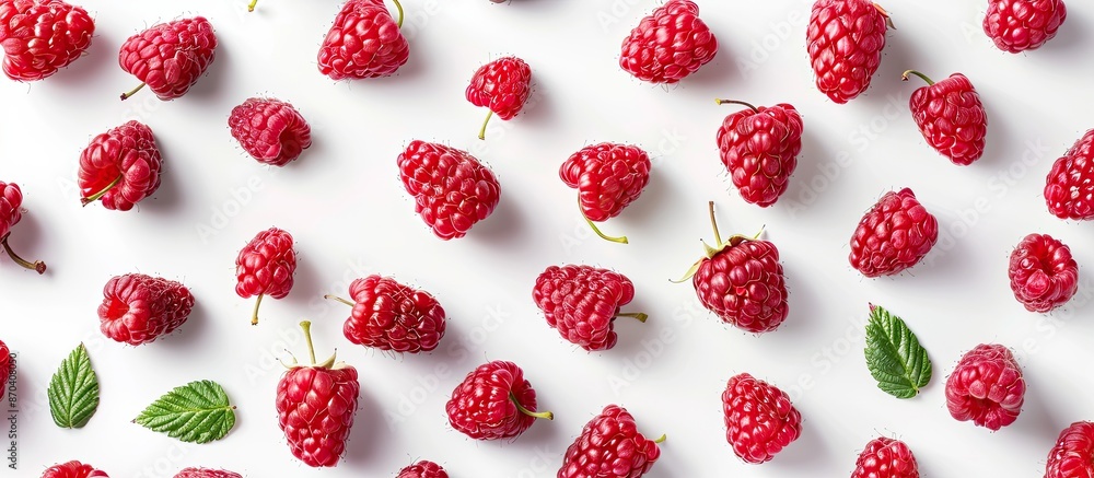 Aufkleber a summer-themed, healthy raspberry displayed on a clean white background in a top-down perspective m