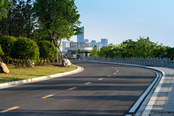 Empty urban road and buildings in the city